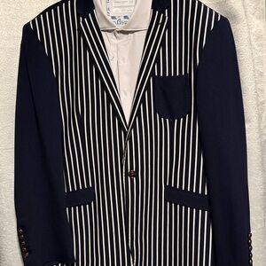 Navy Striped Men's Blazer